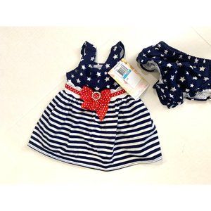 New Sweetheart Rose 3 6 months 2 pc Set Dress Pants Bloomers Red White Blue Star